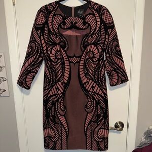 Beige by eci Black and Pink Long Sleeve Dress